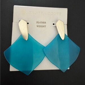 Kendra Scott Teal Fan Drop Earrings with Gold-Tone Posts